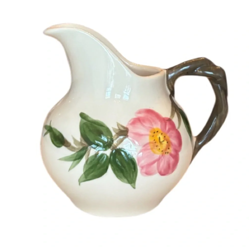 Vintage Franciscan Desert Rose Creamer Pitcher RARE Antique White Ivory Pink